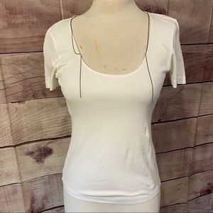 Martin Margiela white tee with tiny chain accent